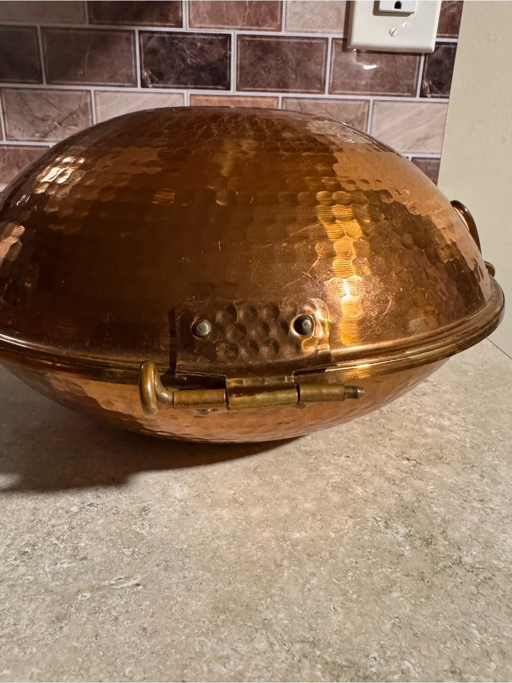 Set of Portuguese Hammered Copper Roasting Pans with Lid - Copper Finish